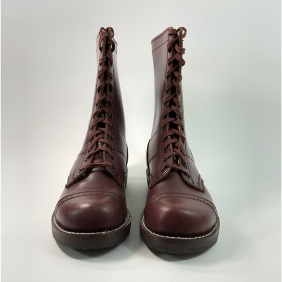 WideWay Footwear Jump Boots  Tall Combat Paratrooper Burgundy Men 6 - Picture 4 of 11